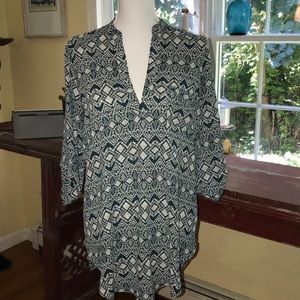 Hunter green and cream tunic